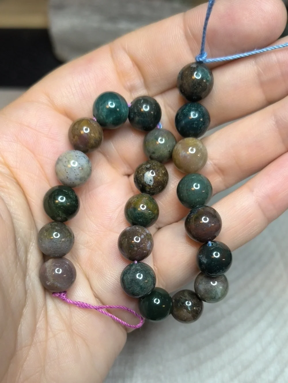 #1-10mm Indian Agate Gemstone Beads - 8 Inch Strand